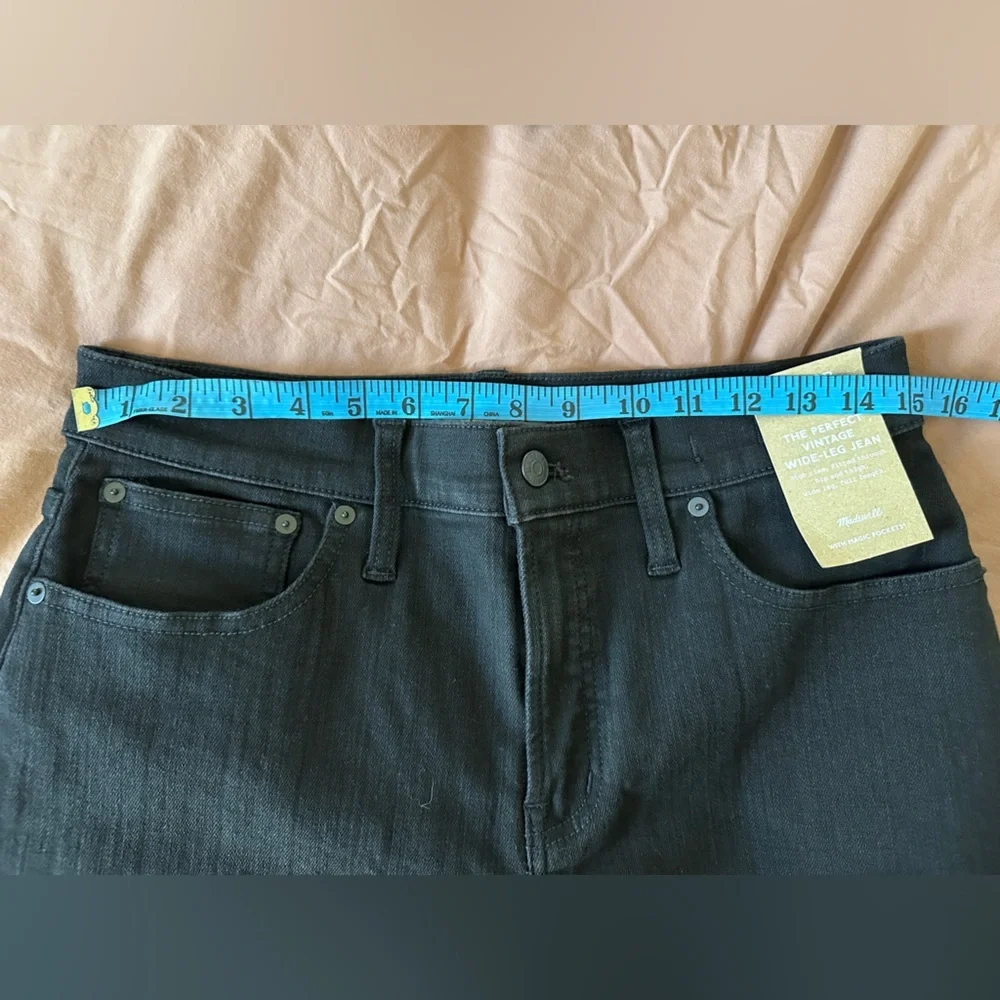 NWT Madewell Perfect Vintage Wide-Leg Jean Sz 30 Petite Women’s Black Rinse Wash